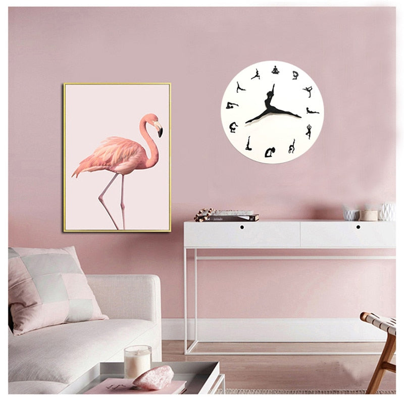 YogaWatch | Decoratieve Wandklok - Stijlvol Timepiece voor Yogaliefhebbers, Decoratie voor thuis