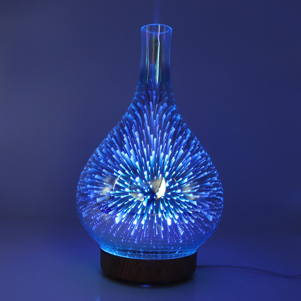 AromaBurst | 3D Glass Vase Aroma Diffuser with LED Color Changing Lights – Essential Oil Diffuser