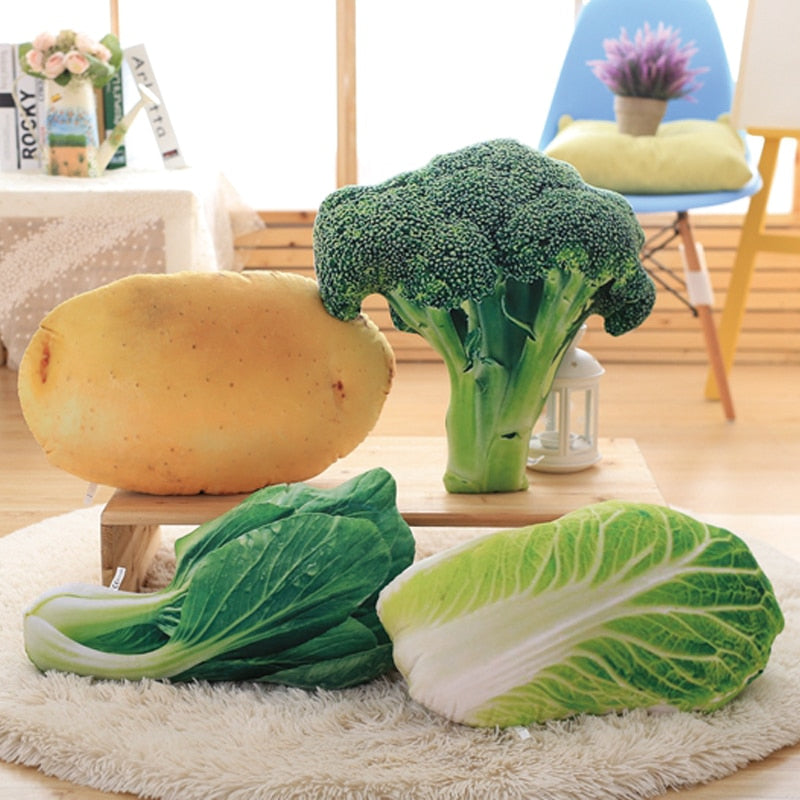 VeggieCuddle | Zachte Pluche Groentekussen – Decoratieve Krop, Aardappel, Broccoli Sierkussen