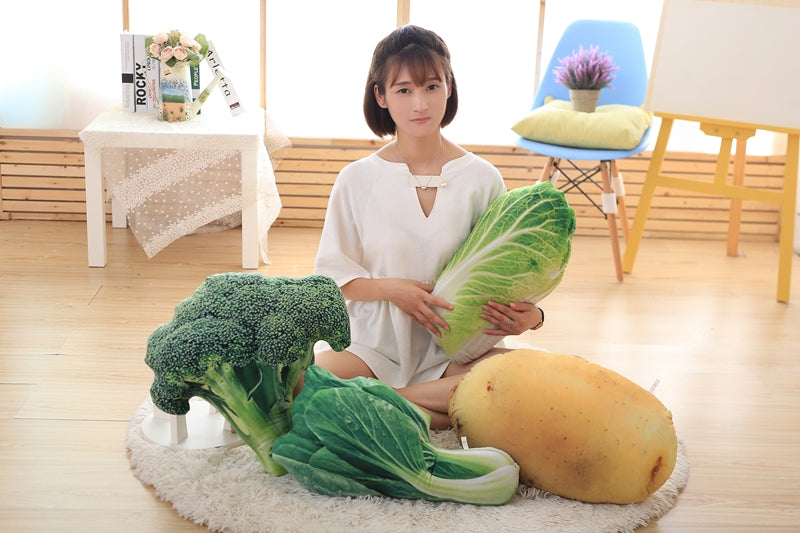 VeggieCuddle | Zachte Pluche Groentekussen – Decoratieve Krop, Aardappel, Broccoli Sierkussen