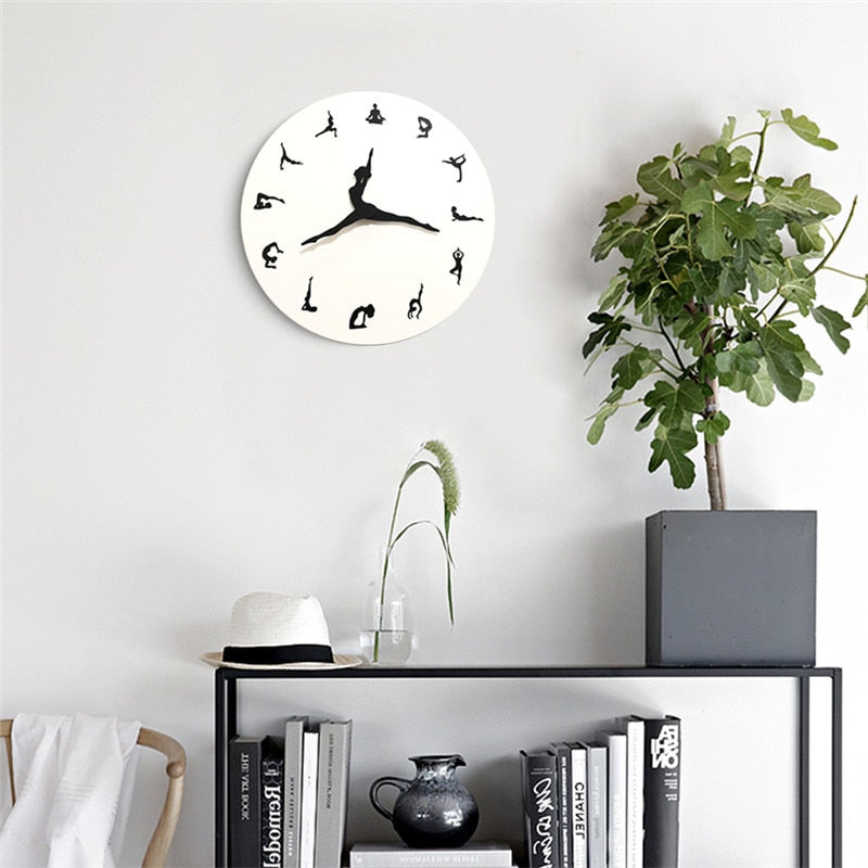 YogaWatch | Decoratieve Wandklok - Stijlvol Timepiece voor Yogaliefhebbers, Decoratie voor thuis