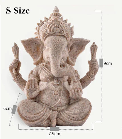 SacredTusks | Natuurlijk zandsteen Ganesha beeldje – Hindoeïstisch olifantengodbeeld