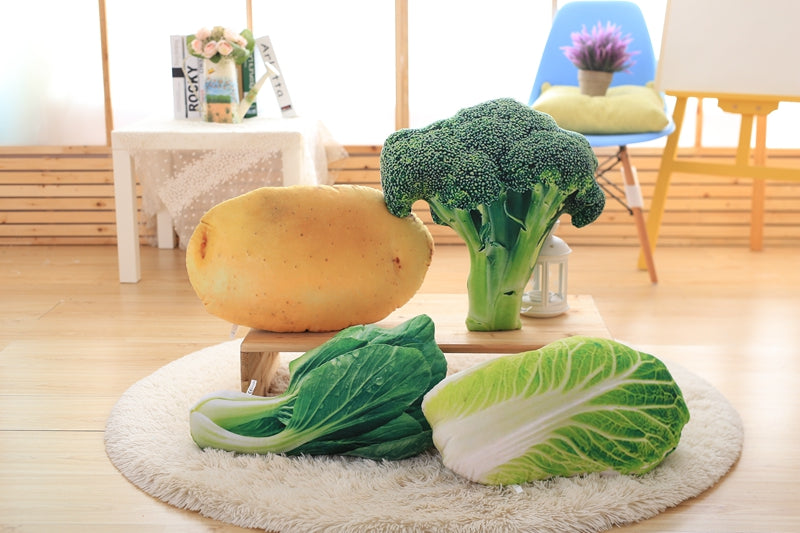 VeggieCuddle | Zachte Pluche Groentekussen – Decoratieve Krop, Aardappel, Broccoli Sierkussen