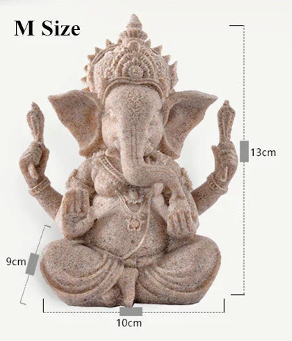 SacredTusks | Natuurlijk zandsteen Ganesha beeldje – Hindoeïstisch olifantengodbeeld