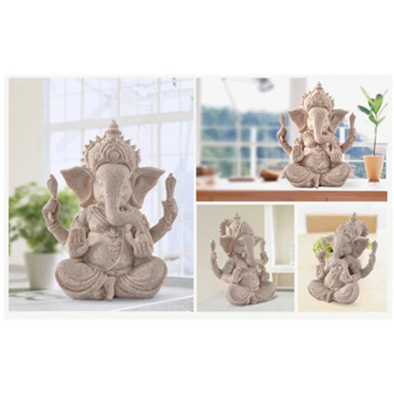 SacredTusks | Natuurlijk zandsteen Ganesha beeldje – Hindoeïstisch olifantengodbeeld