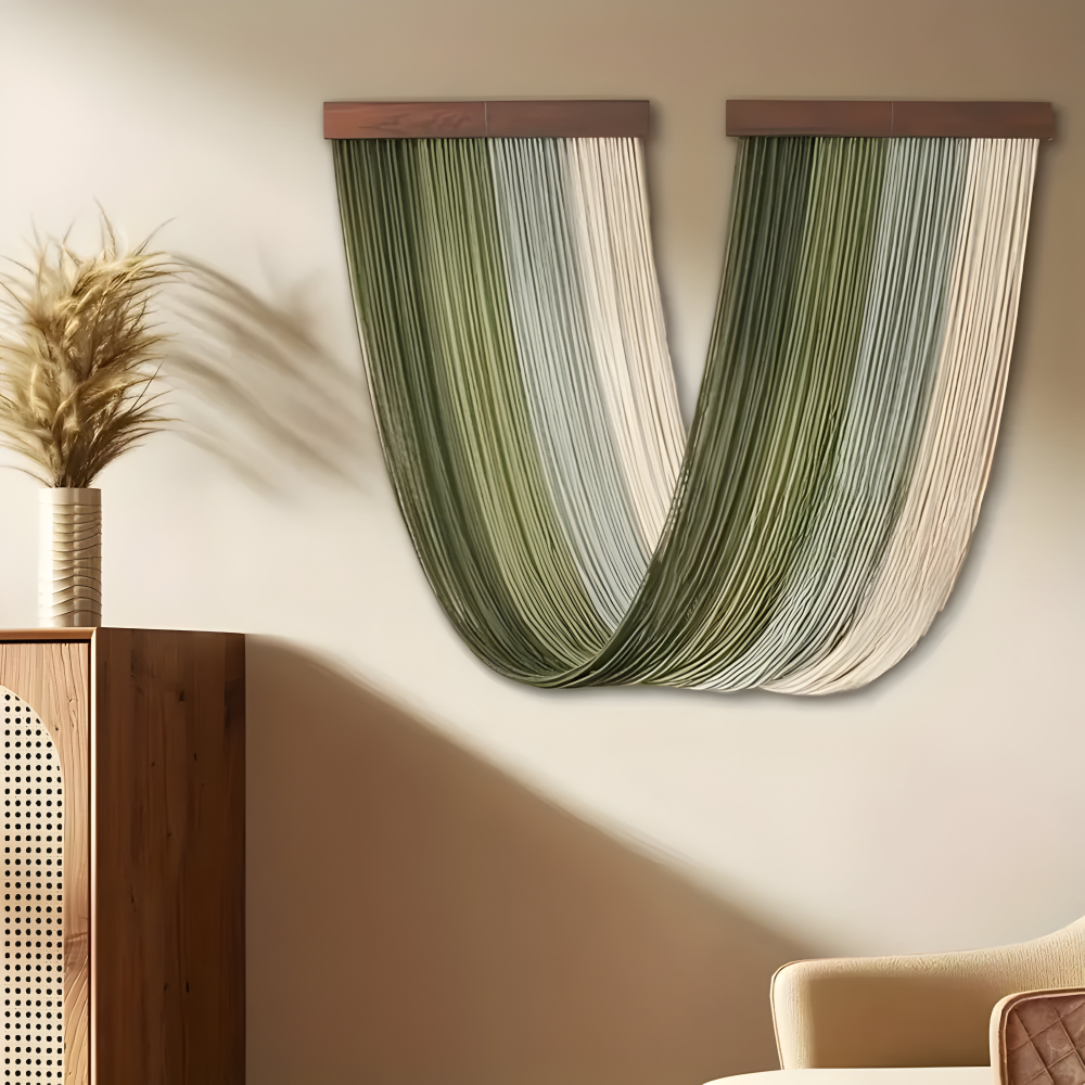 LoomLuxe | Handgemaakt Boheems macramé wandkleed met decoratieve kwastjes voor woonkamerdecoratie