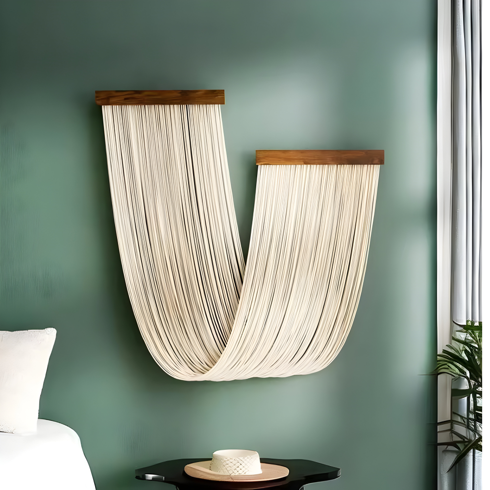 LoomLuxe | Handgemaakt Boheems macramé wandkleed met decoratieve kwastjes voor woonkamerdecoratie