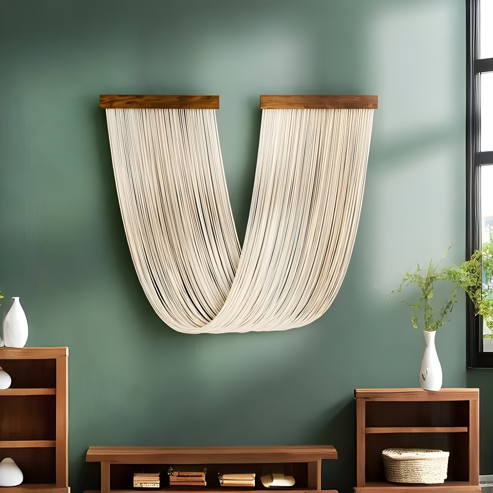 LoomLuxe | Handgemaakt Boheems macramé wandkleed met decoratieve kwastjes voor woonkamerdecoratie
