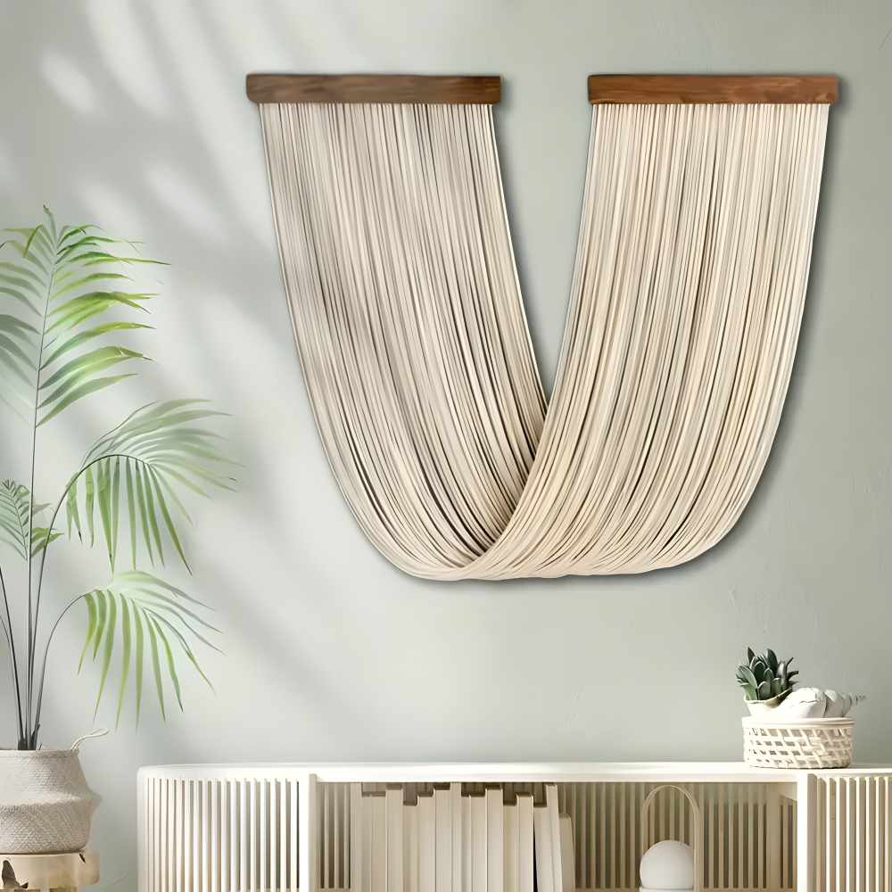 LoomLuxe | Handgemaakt Boheems macramé wandkleed met decoratieve kwastjes voor woonkamerdecoratie