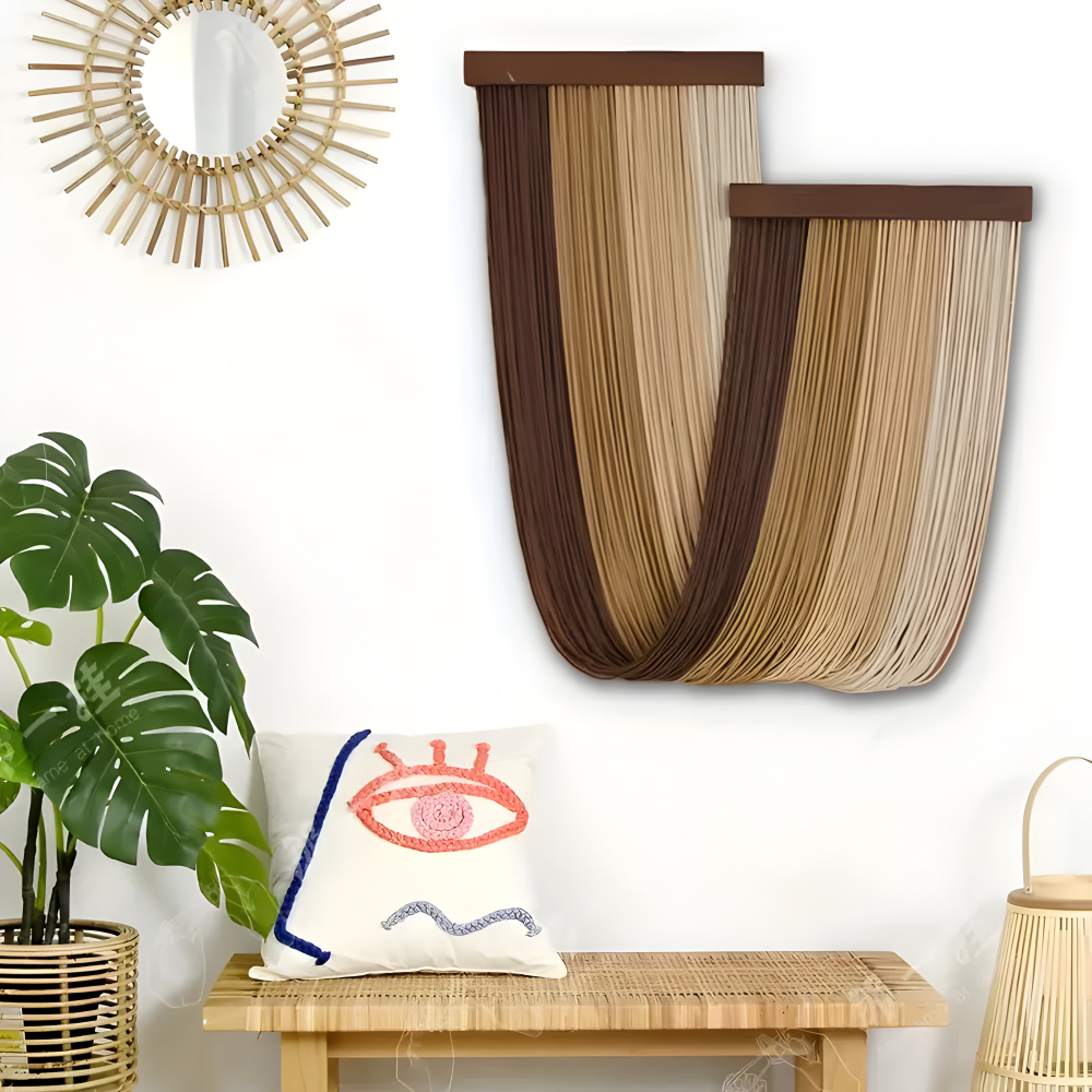 LoomLuxe | Handgemaakt Boheems macramé wandkleed met decoratieve kwastjes voor woonkamerdecoratie
