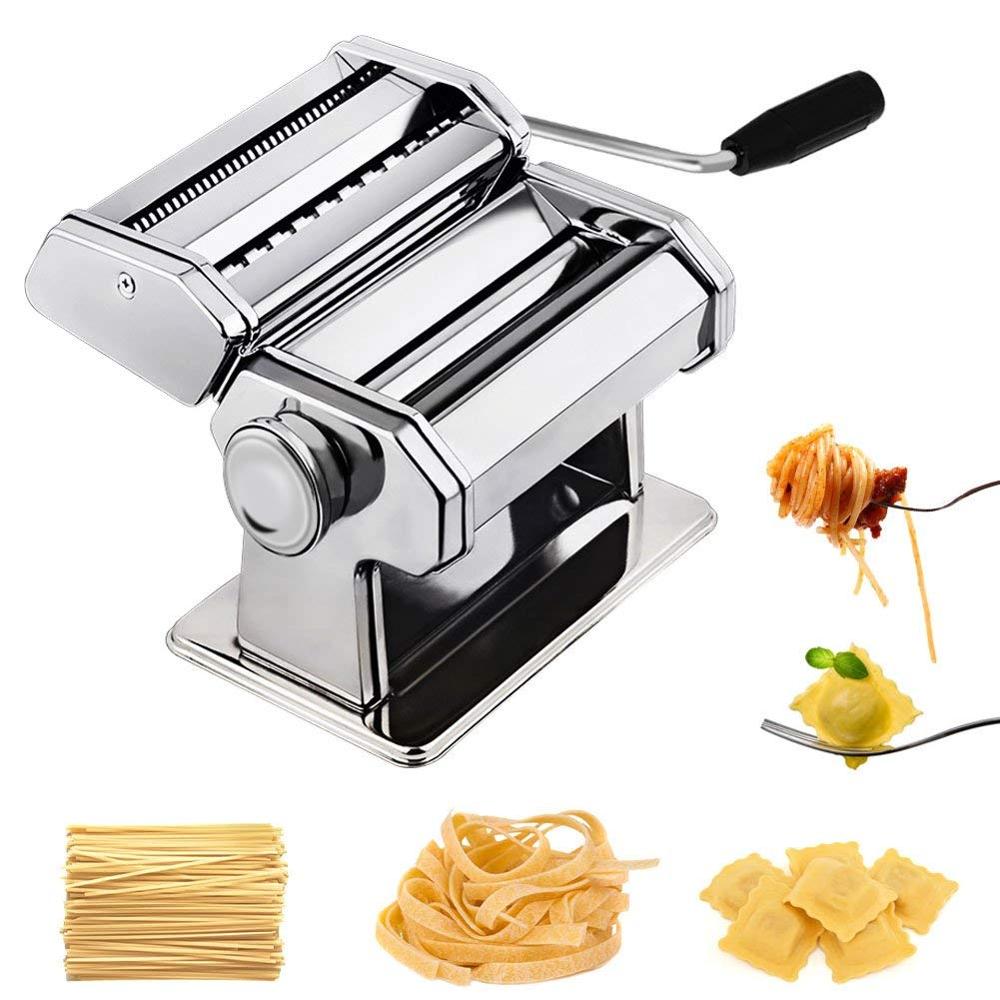 ChefRoll | Handmatige roestvrijstalen pasta- en noedelmaker – verstelbare snijder voor verse zelfgemaakte pasta