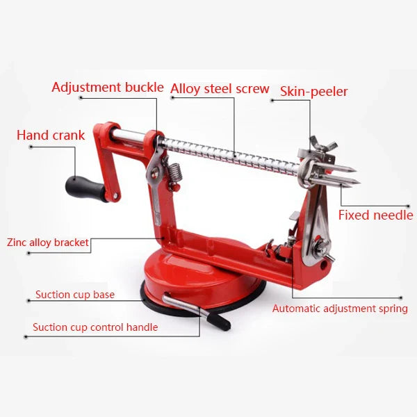 AppleGrip | Zwaar uitgevoerde 3-in-1 appelschiller, -ontkerner en -snijder – antislip, duurzaam keukengereedschap