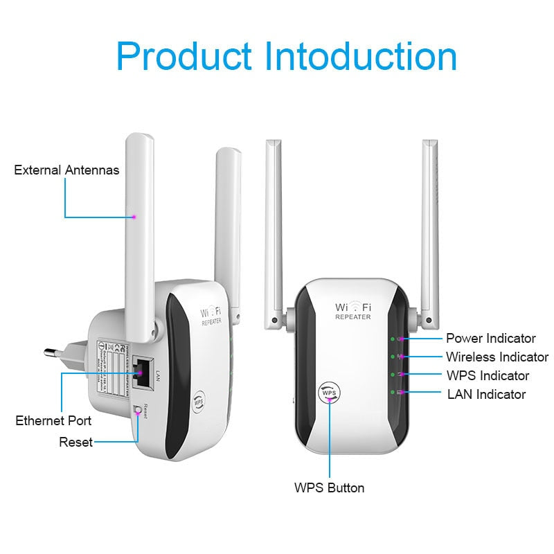 WiFiBoost | Draadloze WiFi range extender - Verhoog het signaal & elimineer dode zones, eenvoudige installatie voor thuis en kantoor