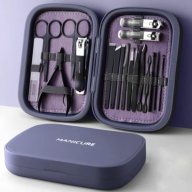 NailCraft | 18-delige Professionele Manicure & Pedicure Set – RVS Nagelknip- & Verzorgingsset met Opbergdoos