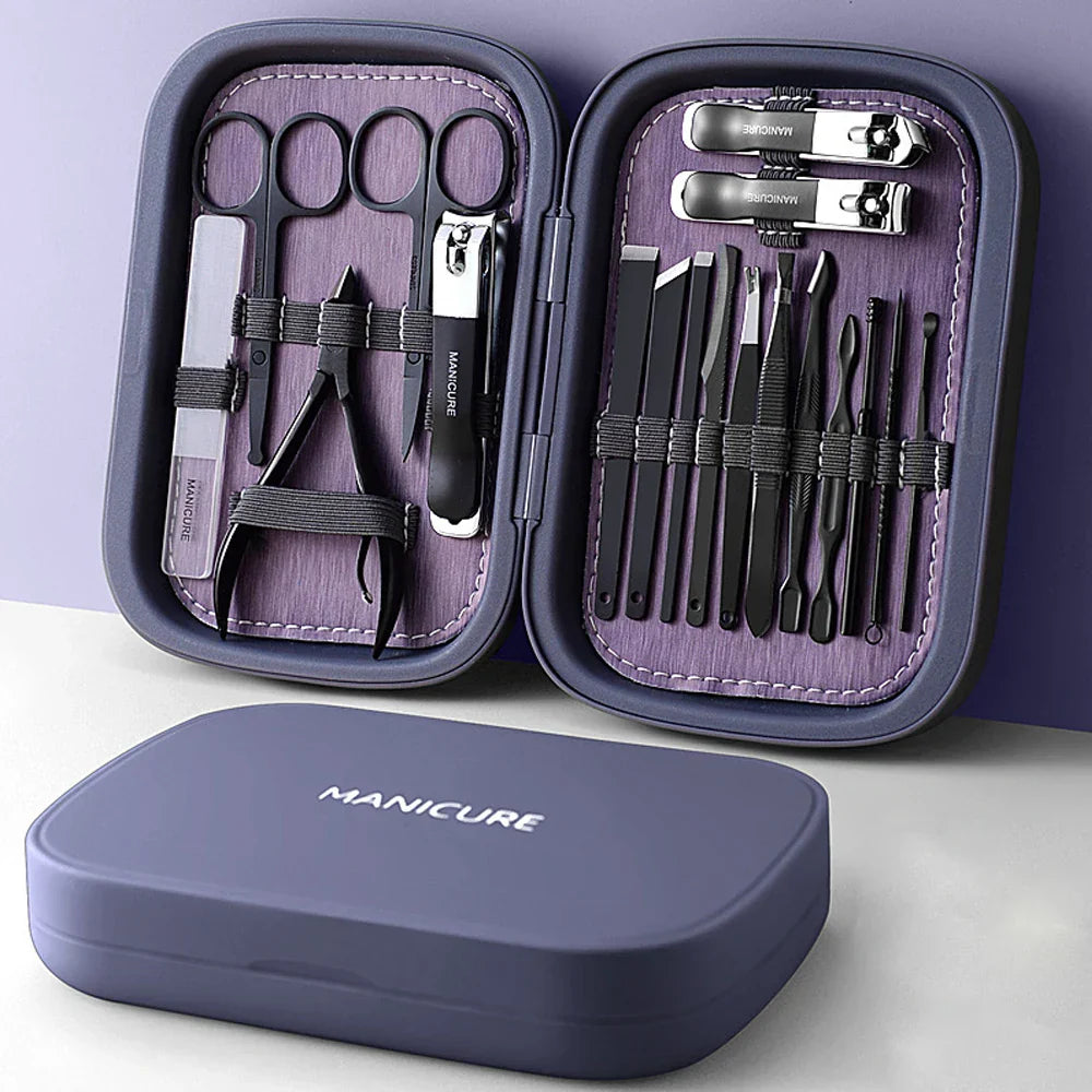 NailCraft | 18-delige Professionele Manicure & Pedicure Set – RVS Nagelknip- & Verzorgingsset met Opbergdoos