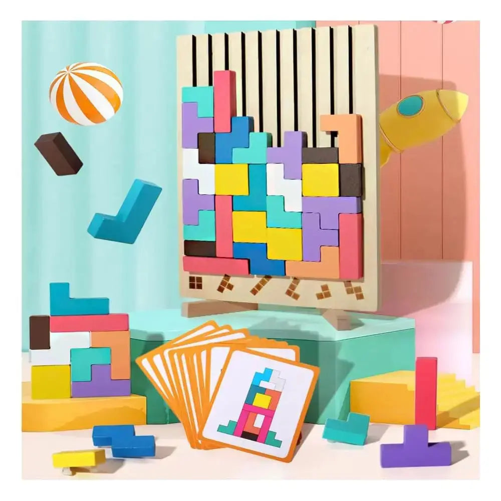 Blocksy | Houten Stapel Puzzel Spel - Montessori Educatief Speelgoed voor Kinderen, Natuurlijke Houten Balans Blokken