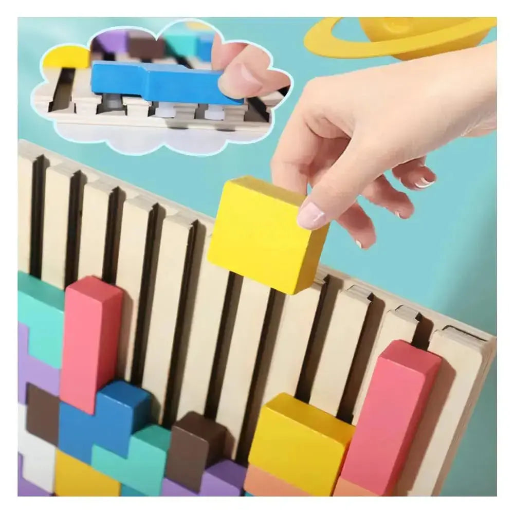 Blocksy | Houten Stapel Puzzel Spel - Montessori Educatief Speelgoed voor Kinderen, Natuurlijke Houten Balans Blokken