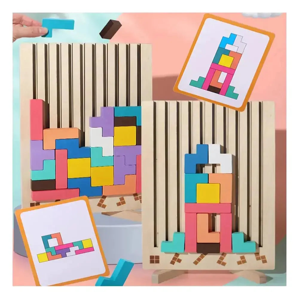 Blocksy | Houten Stapel Puzzel Spel - Montessori Educatief Speelgoed voor Kinderen, Natuurlijke Houten Balans Blokken