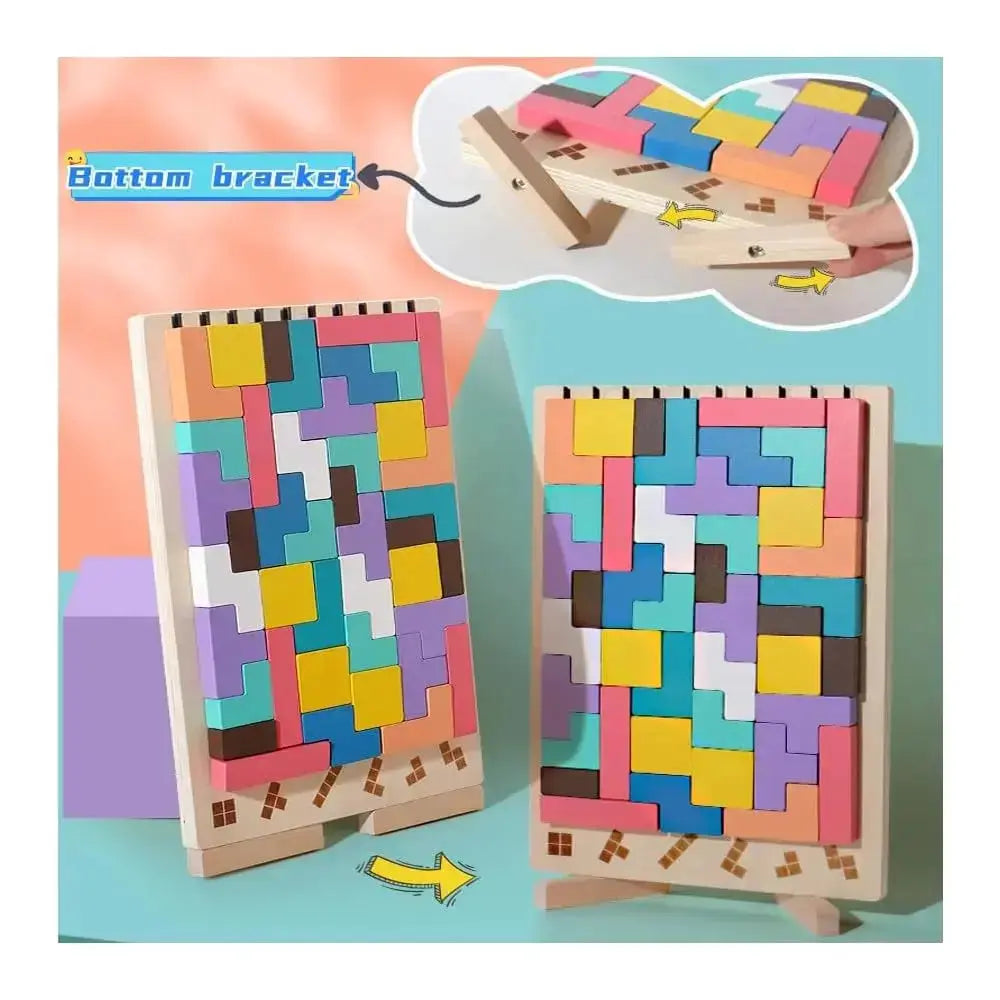 Blocksy | Houten Stapel Puzzel Spel - Montessori Educatief Speelgoed voor Kinderen, Natuurlijke Houten Balans Blokken