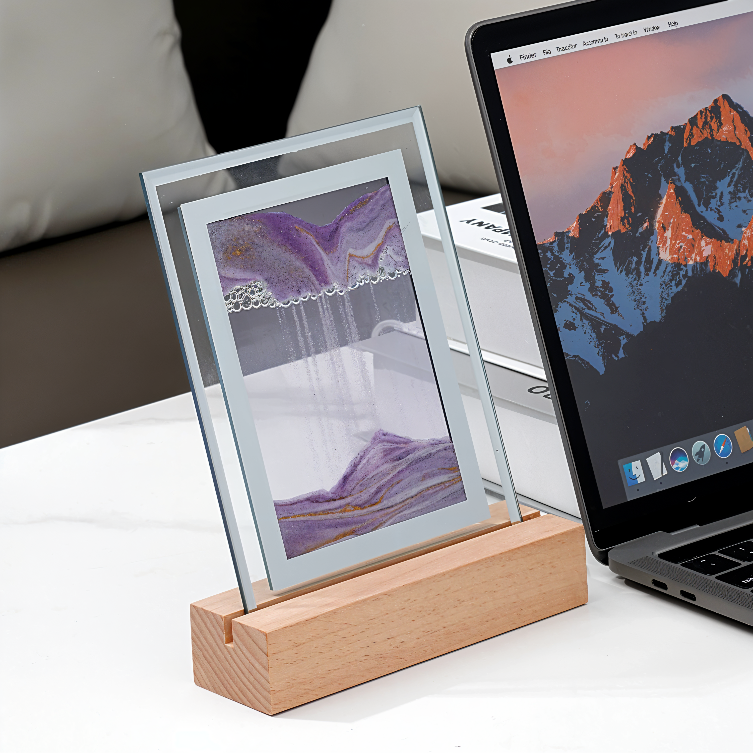 SandMuse | 3D Quicksand Frame – Creatieve Flow Art voor bureau en interieurdecoratie