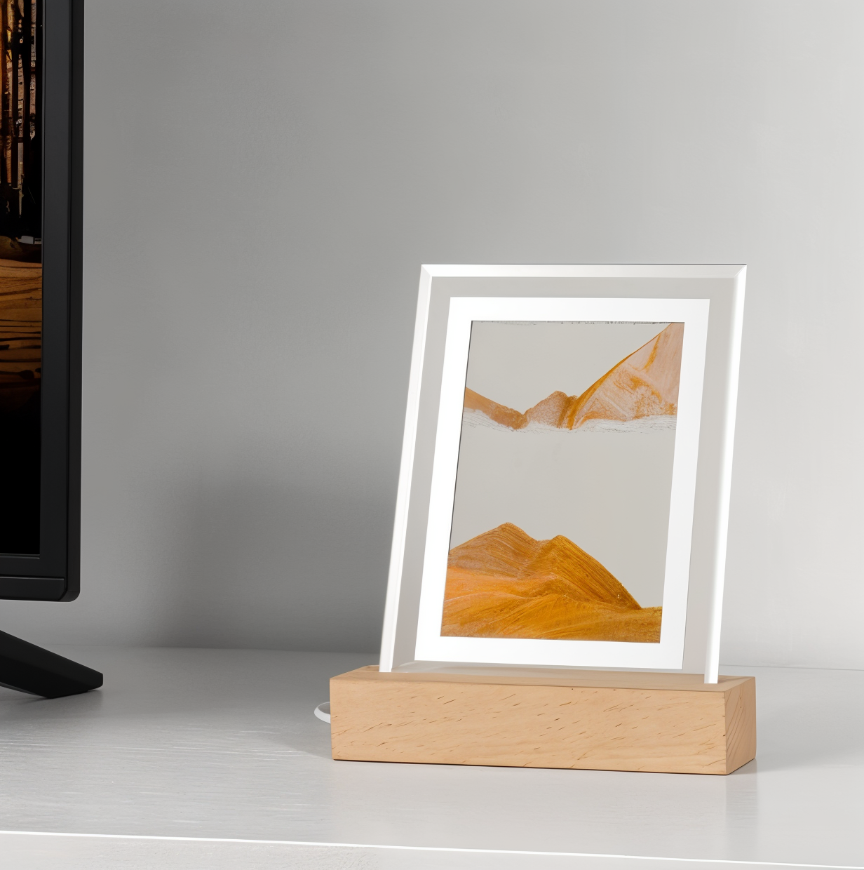 SandMuse | 3D Quicksand Frame – Creatieve Flow Art voor bureau en interieurdecoratie