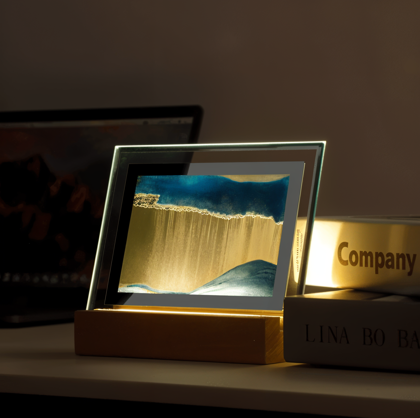 SandMuse | 3D Quicksand Frame – Creatieve Flow Art voor bureau en interieurdecoratie
