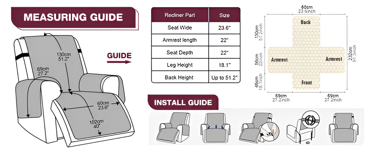 ReclinerWrap | Anti-slip fauteuilhoes - Knusse geruite beschermer voor comfort rondom