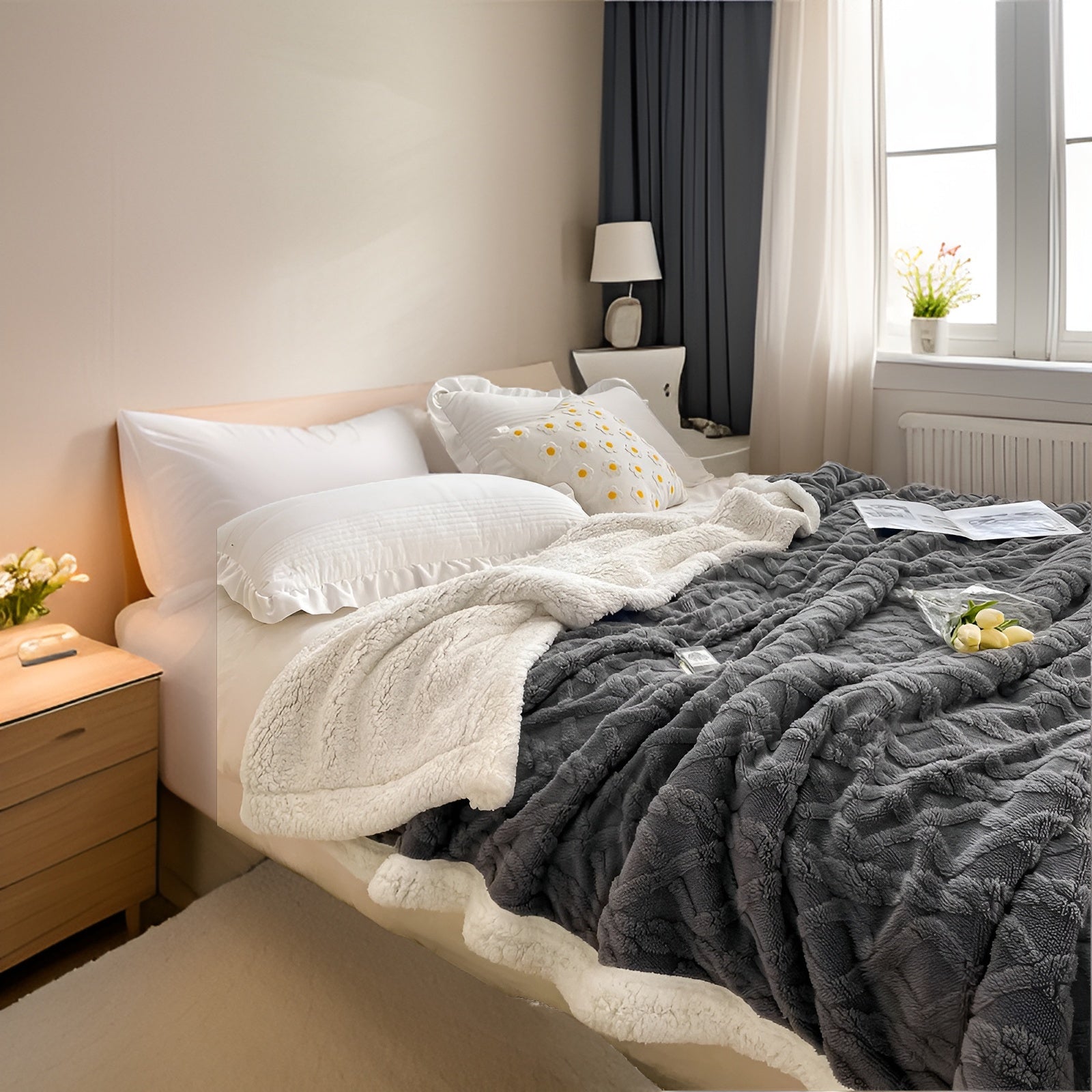 CloudCuddle | Dubbelzijdige knusse fleecedeken – zachte warme plaid, wintercomfort voor thuis