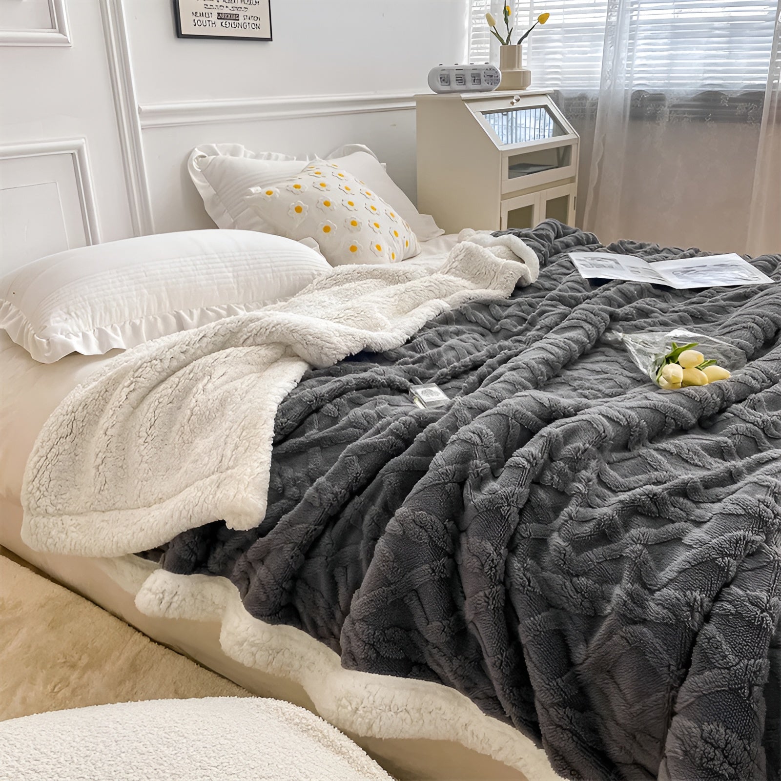 CloudCuddle | Dubbelzijdige knusse fleecedeken – zachte warme plaid, wintercomfort voor thuis