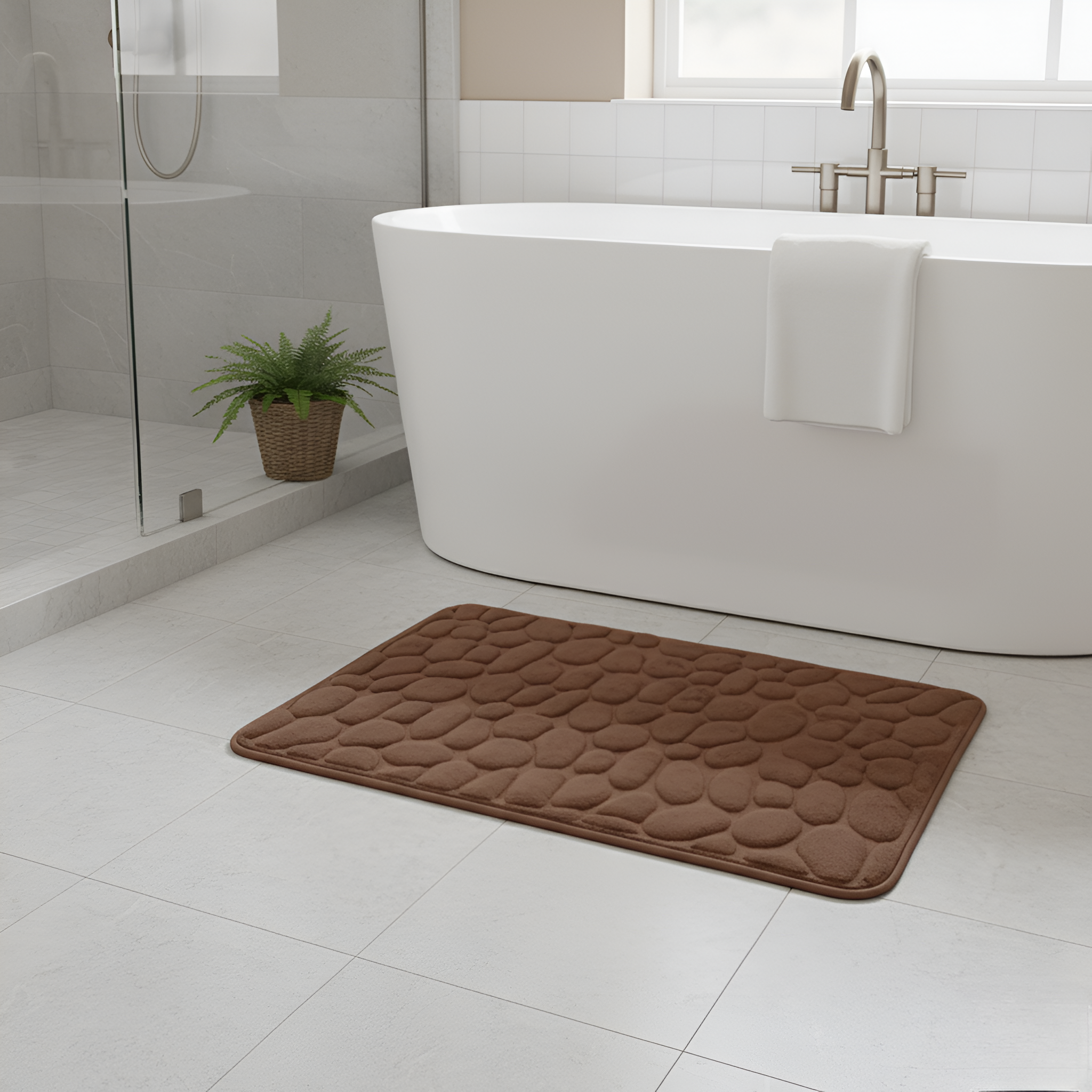 ShowerZen | Luxe Antislip Douchemat met Steenontwerp – Antislip, Zacht Memory Foam