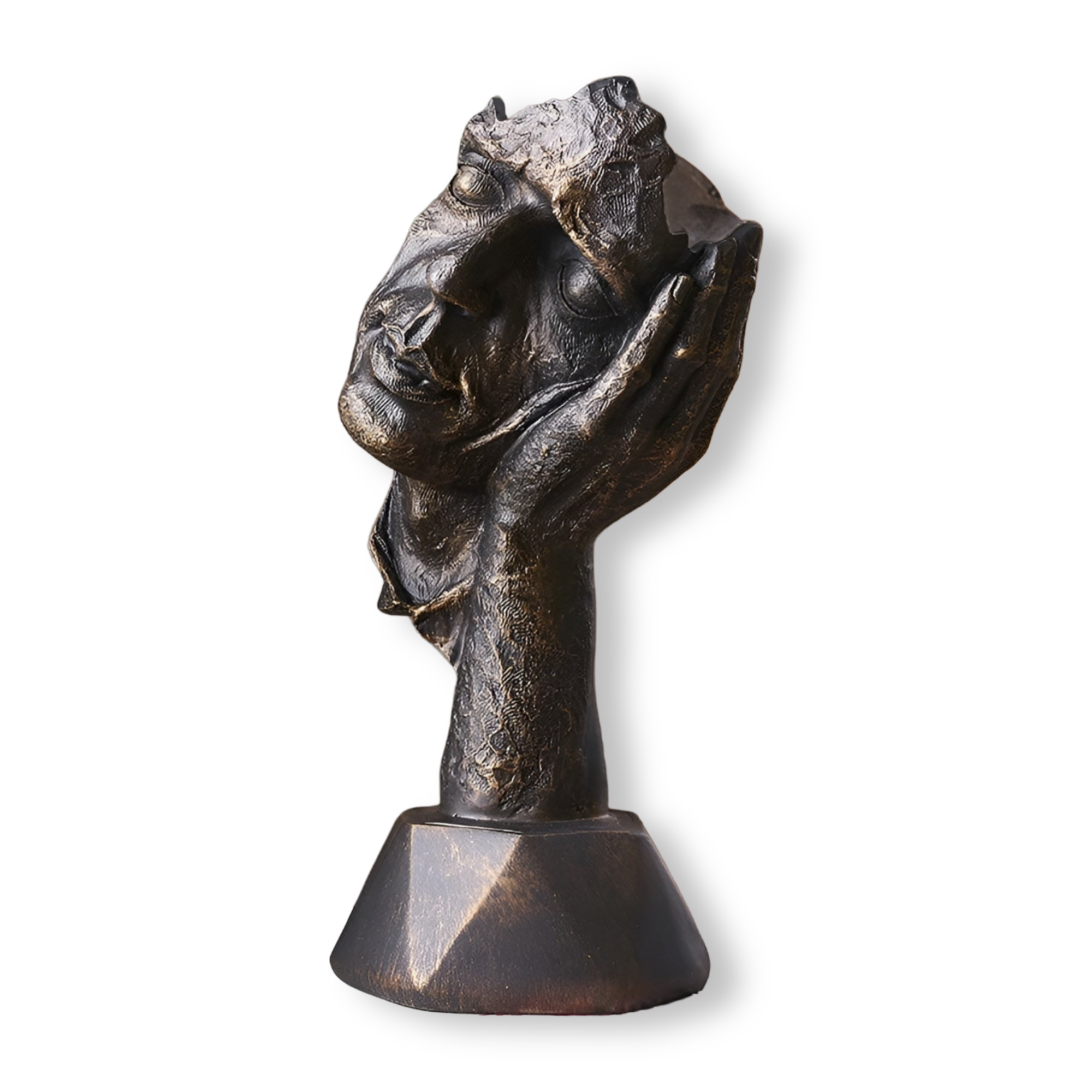 SculptVisage | Abstract gezichtssculptuur – Modern creatief beeld van hars, artistiek accent voor uw interieur
