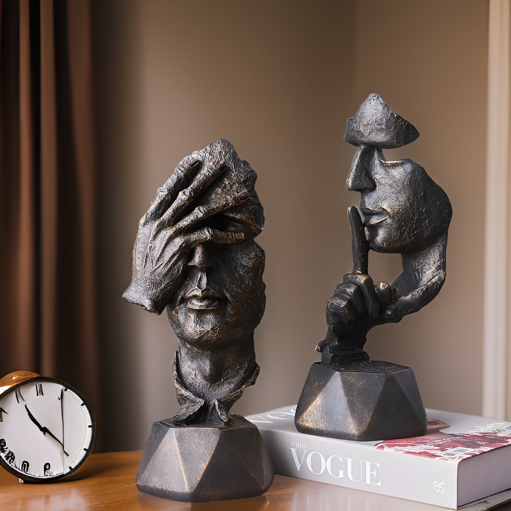 SculptVisage | Abstract gezichtssculptuur – Modern creatief beeld van hars, artistiek accent voor uw interieur