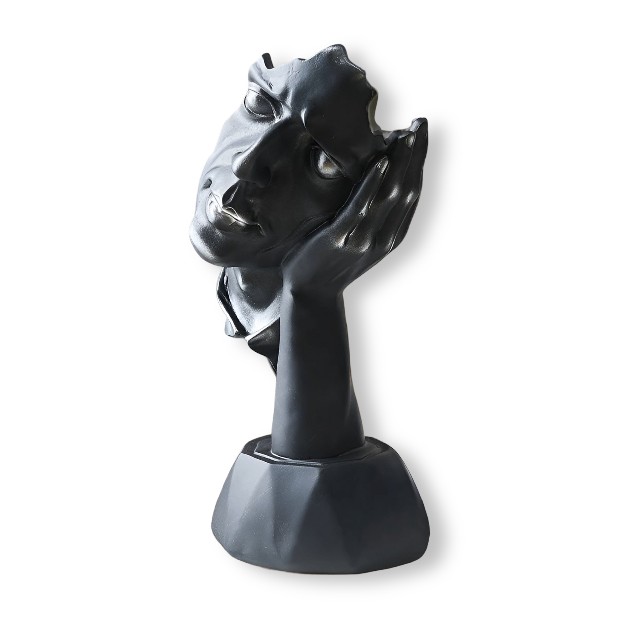 SculptVisage | Abstract gezichtssculptuur – Modern creatief beeld van hars, artistiek accent voor uw interieur
