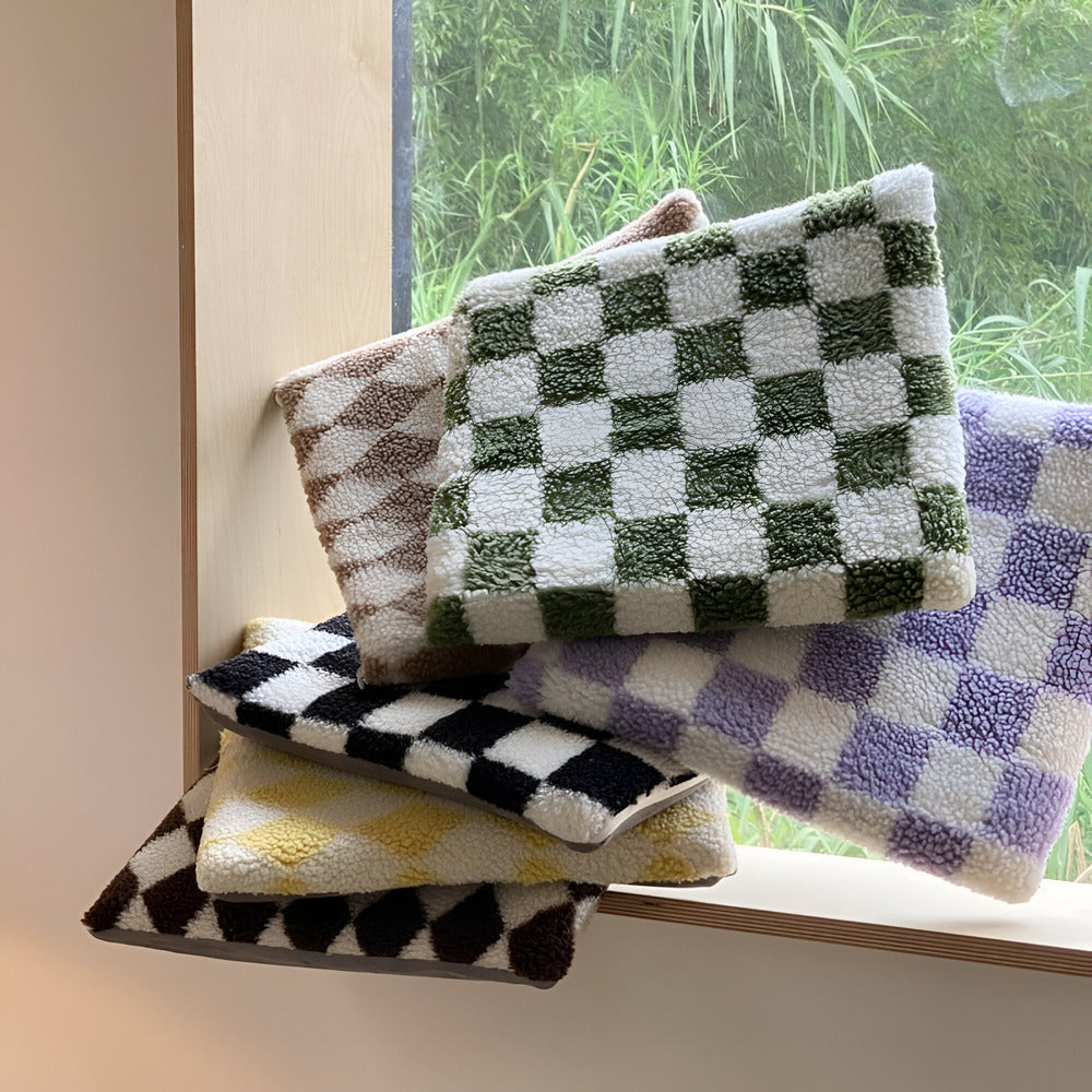 Cozeo | Gezellig kussen en stoelkussen van polar fleece – Scandinavisch ruitjesmotief