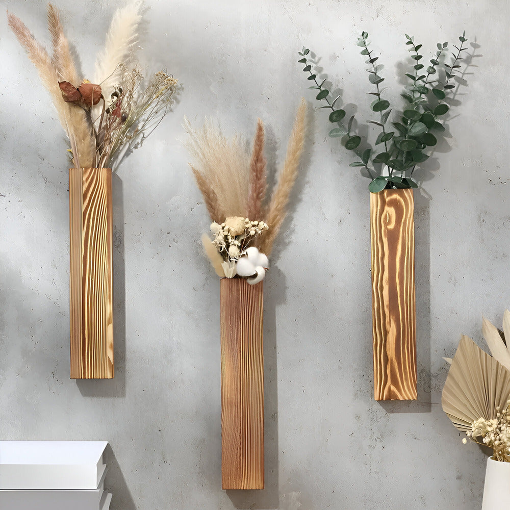 VertiBloom | Houten wandvaas 30 cm – Moderne rechthoekige plantenplank & hangende plantenbak