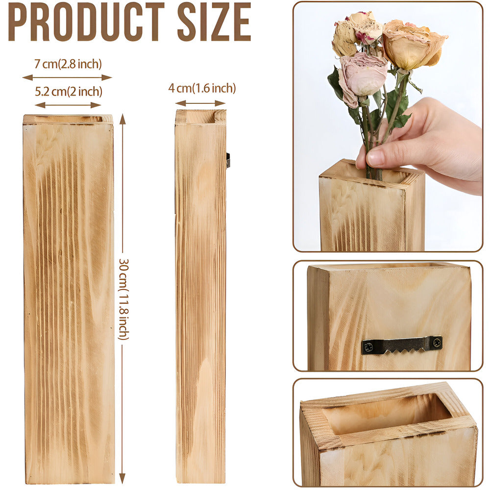 VertiBloom | Houten wandvaas 30 cm – Moderne rechthoekige plantenplank & hangende plantenbak