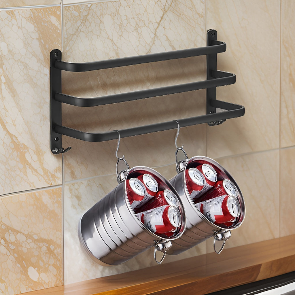 HangEase | 3-laags ruimtebesparende wandhanddoekhouder - aluminium badkamer organizer
