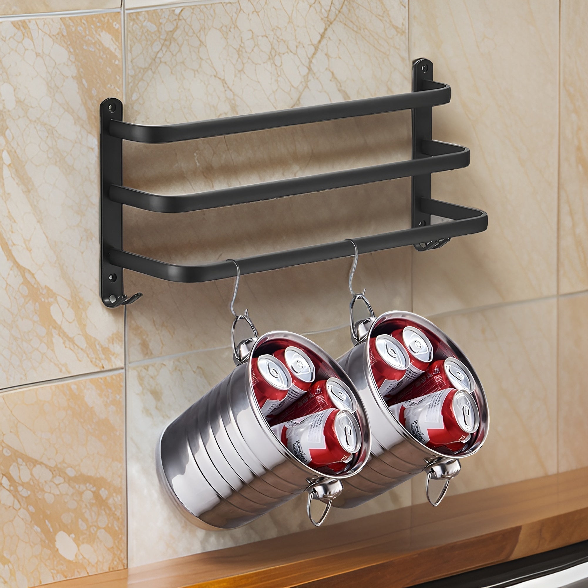 HangEase | 3-laags ruimtebesparende wandhanddoekhouder - aluminium badkamer organizer