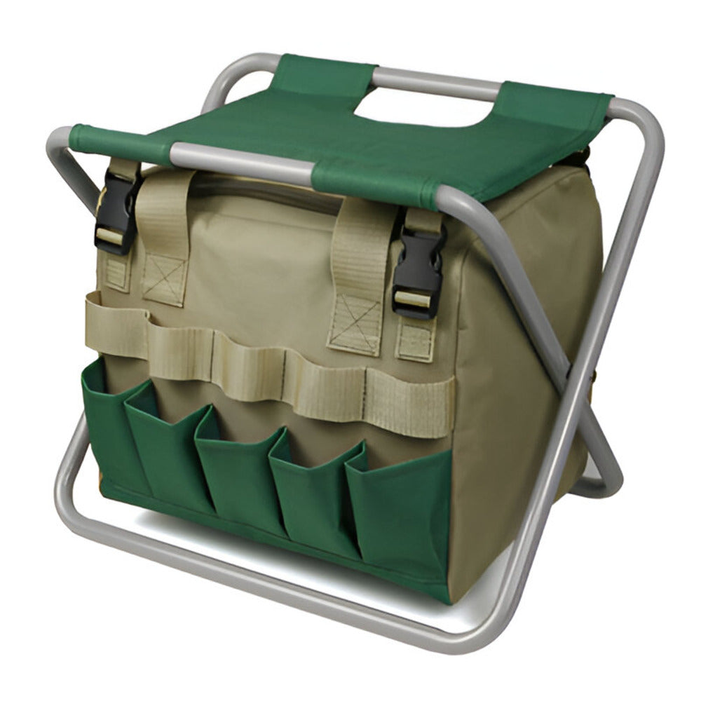 GardenGo | 6-Delige Tuingereedschap Set met Opvouwbare Kruk en Draagtas – Draagbare Handgereedschappen