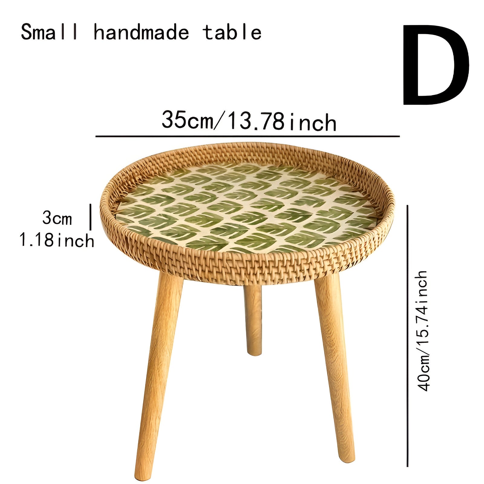 Rattique | Handgemaakte Ronde Rattan Salontafel – Scandinavische Natuurlijke Houten Woonkamertafel