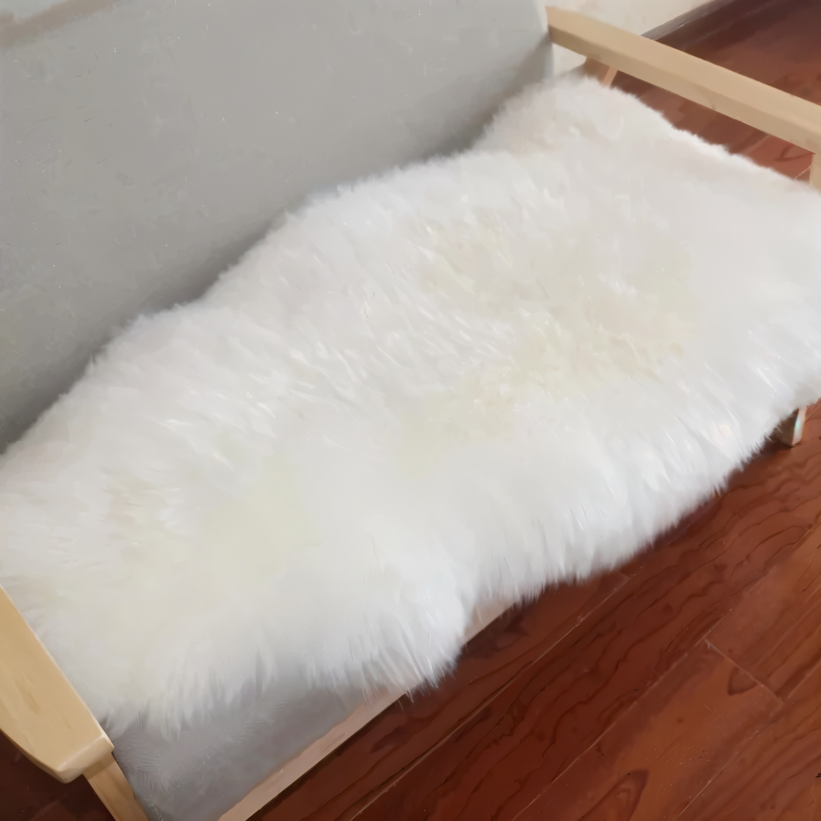 Furvana | Pluizig wit imitatie schapenvacht tapijt – Ultrazacht hoogpolig tapijt voor slaapkamer, woonkamer en Woondecoratie