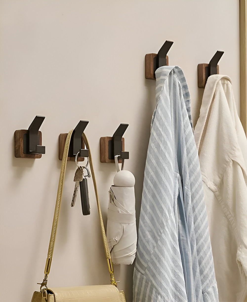 Walnook | Walnoot wandhaak – Moderne houten kapstok met enkele haak, ruimtebesparende wandorganizer