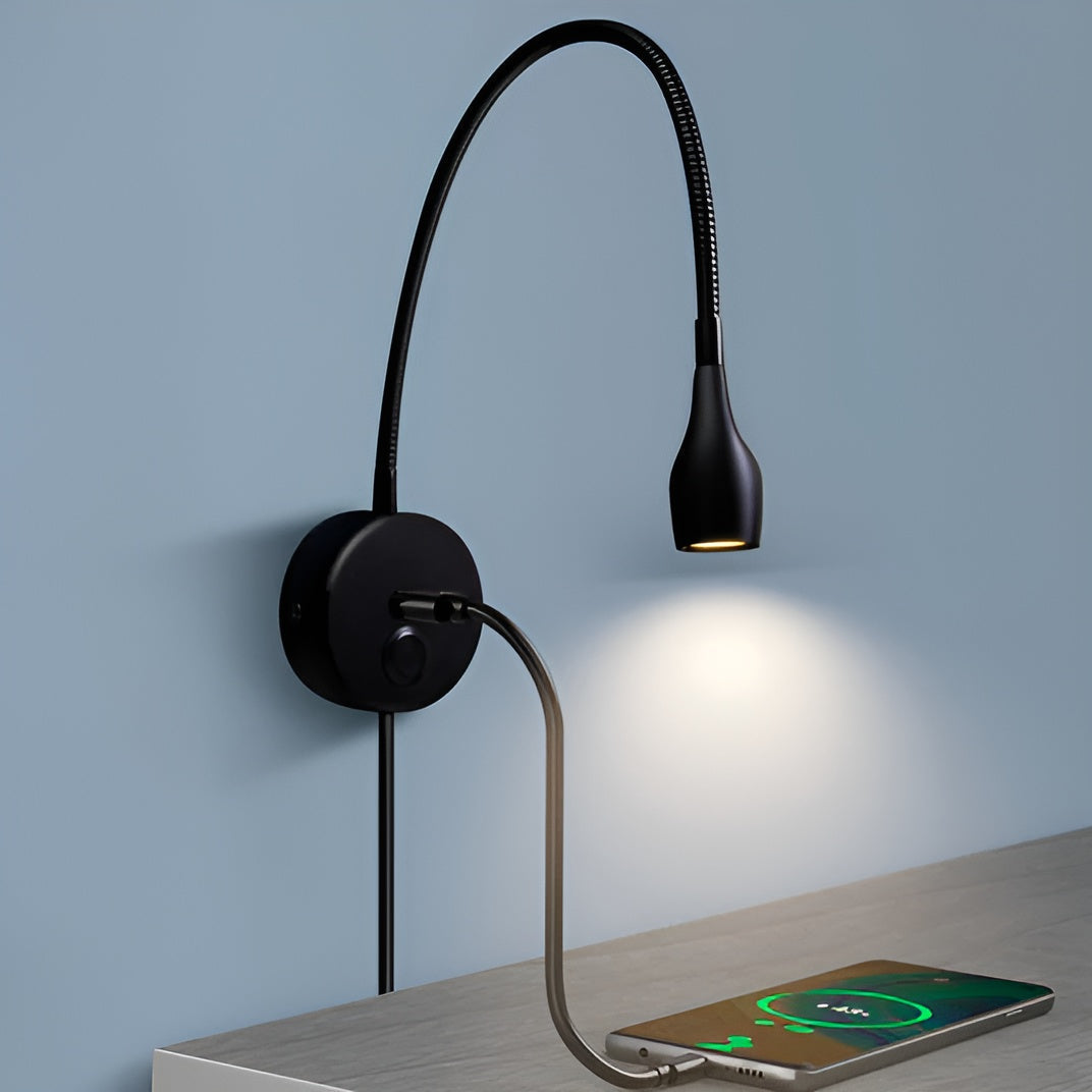 FlexiGlow | Verstelbare flexibele leeslamp met USB-oplaadpoort - Ideaal voor lezen, op het bureau en naast het bed