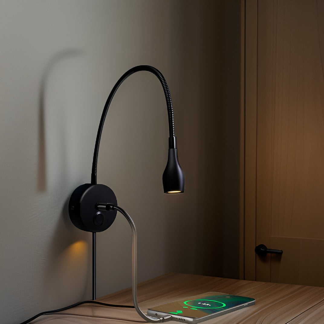 FlexiGlow | Verstelbare flexibele leeslamp met USB-oplaadpoort - Ideaal voor lezen, op het bureau en naast het bed