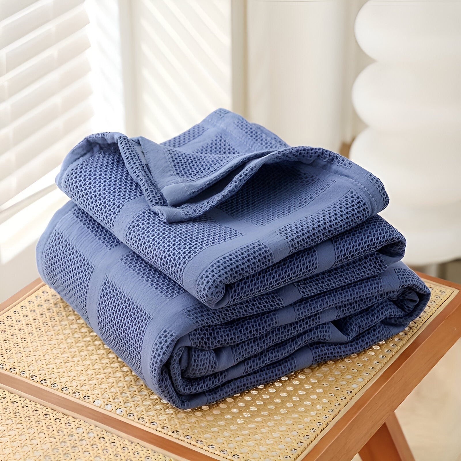 AirBlanket | Ademende katoenen wafeldeken - Zacht & lichtgewicht, knusse woondecoratie