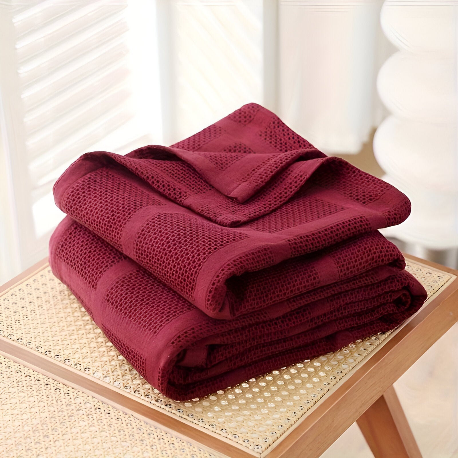 AirBlanket | Ademende katoenen wafeldeken - Zacht & lichtgewicht, knusse woondecoratie