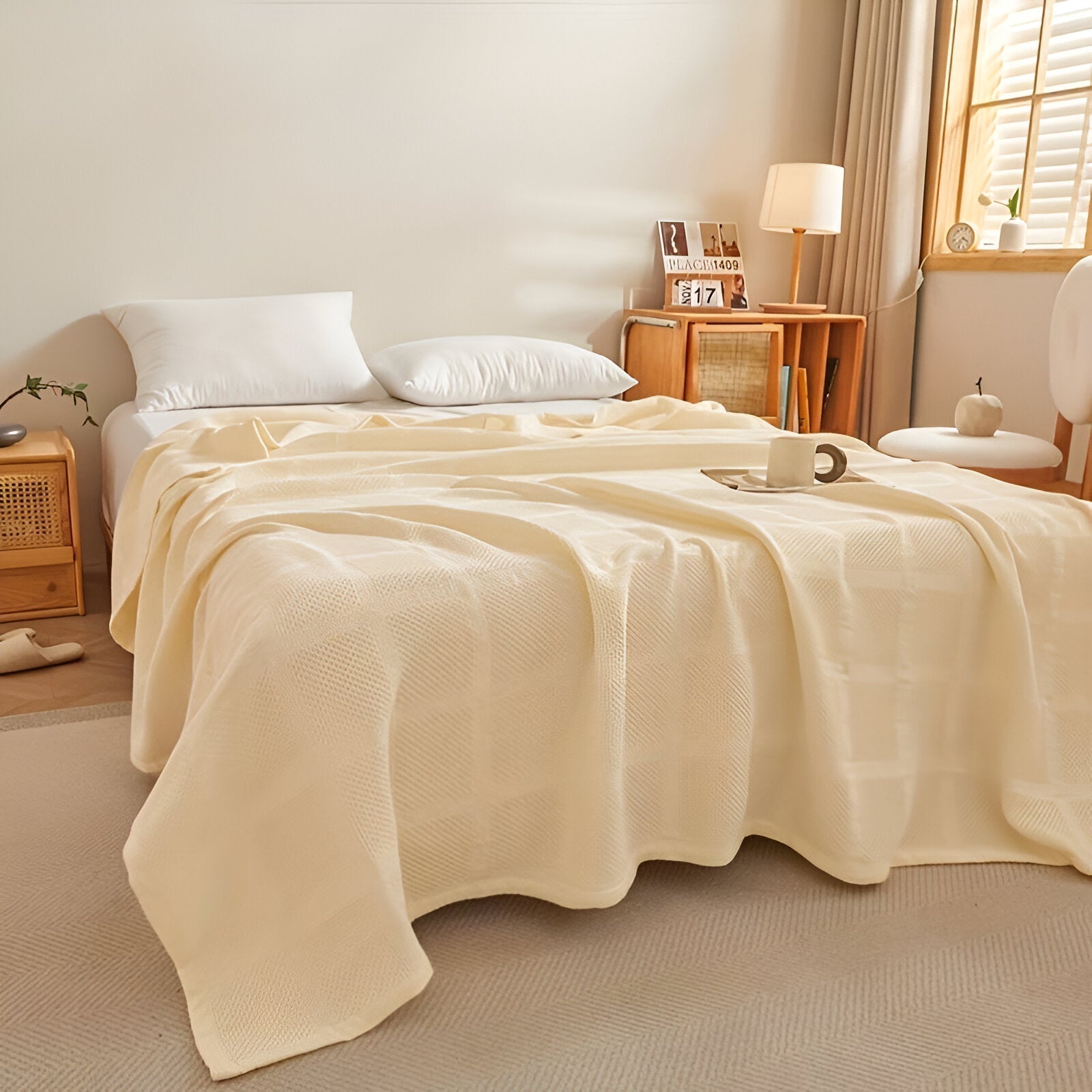 AirBlanket | Ademende katoenen wafeldeken - Zacht & lichtgewicht, knusse woondecoratie