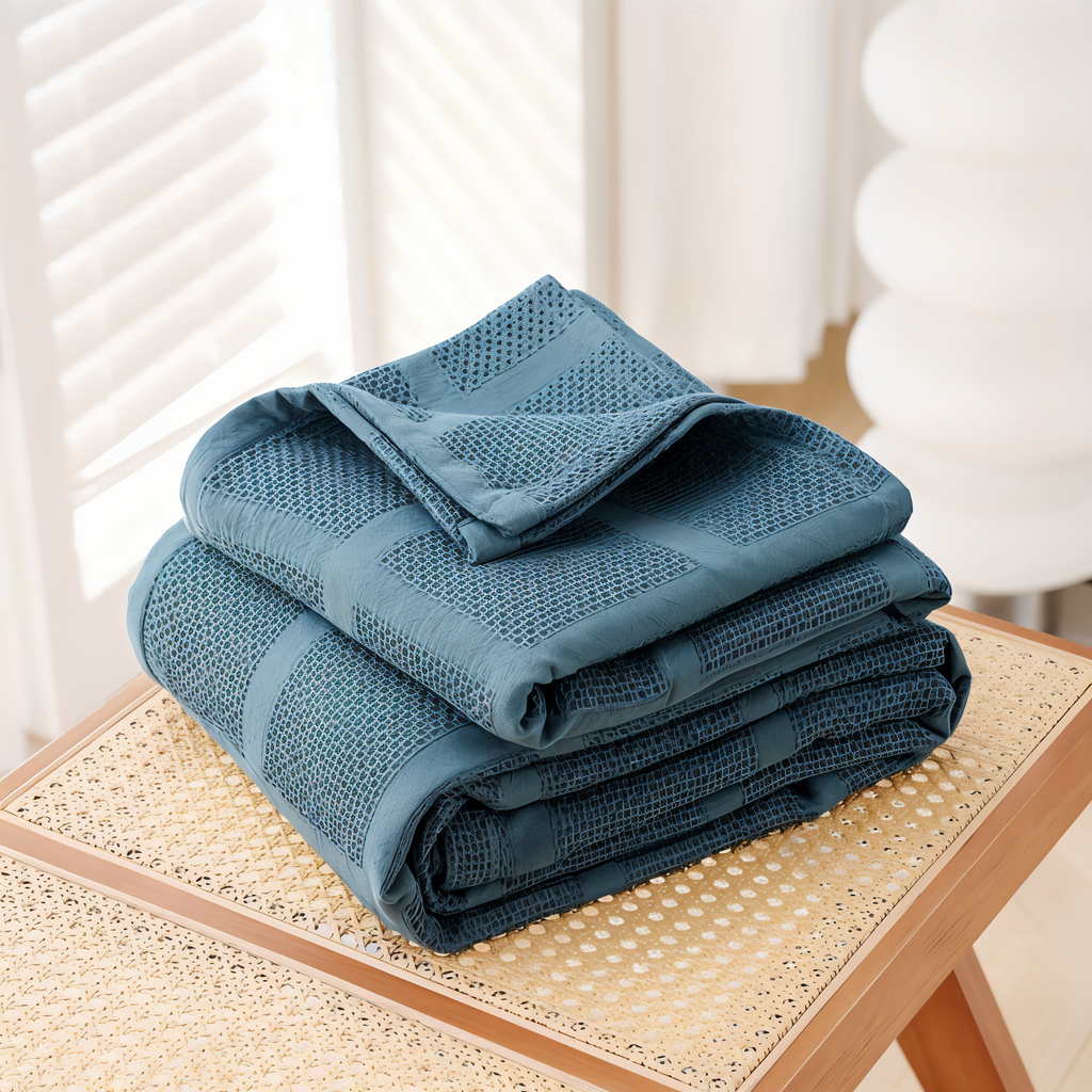 AirBlanket | Ademende katoenen wafeldeken - Zacht & lichtgewicht, knusse woondecoratie