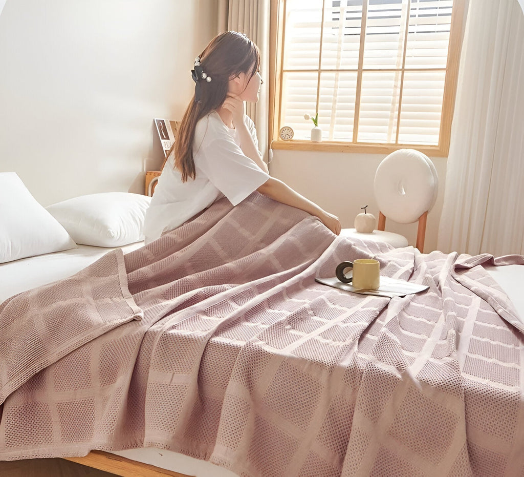 AirBlanket | Ademende katoenen wafeldeken - Zacht & lichtgewicht, knusse woondecoratie