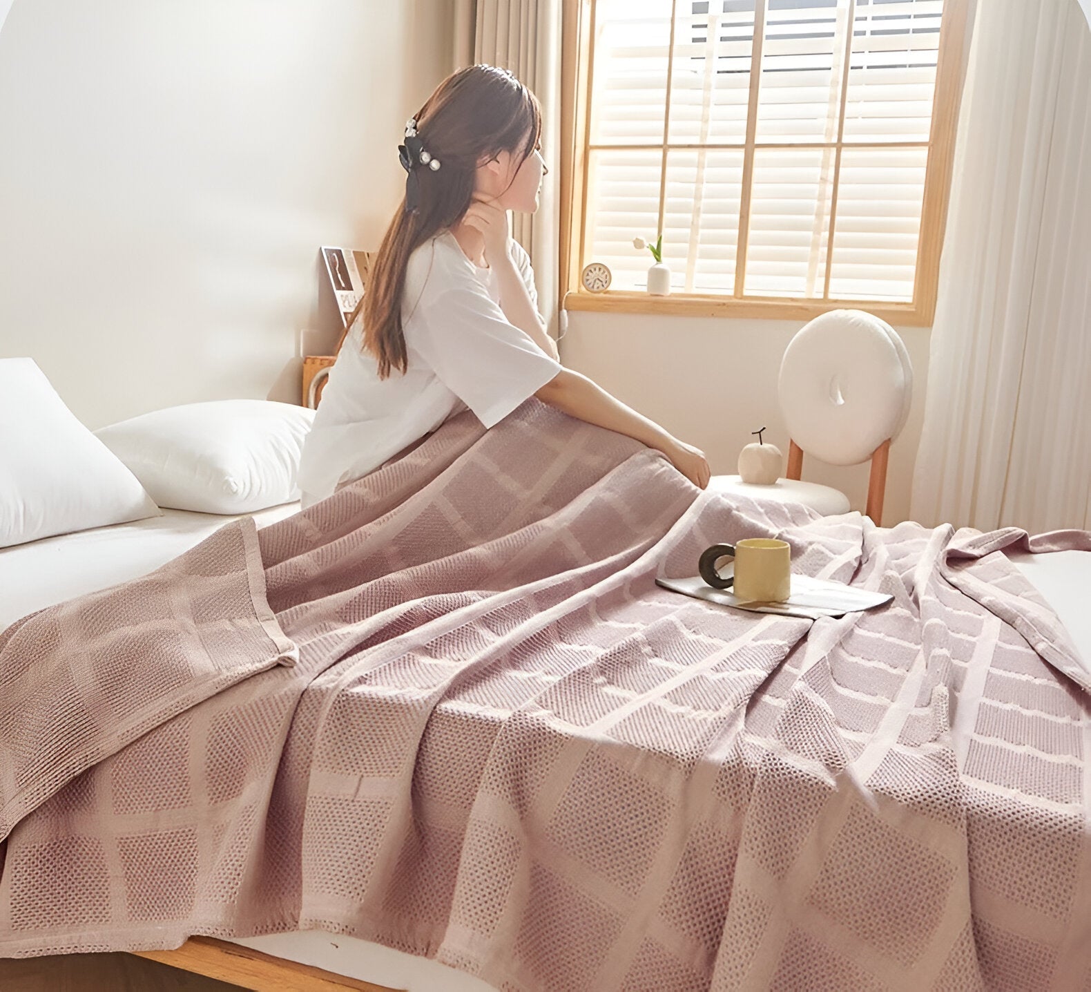 AirBlanket | Ademende katoenen wafeldeken - Zacht & lichtgewicht, knusse woondecoratie